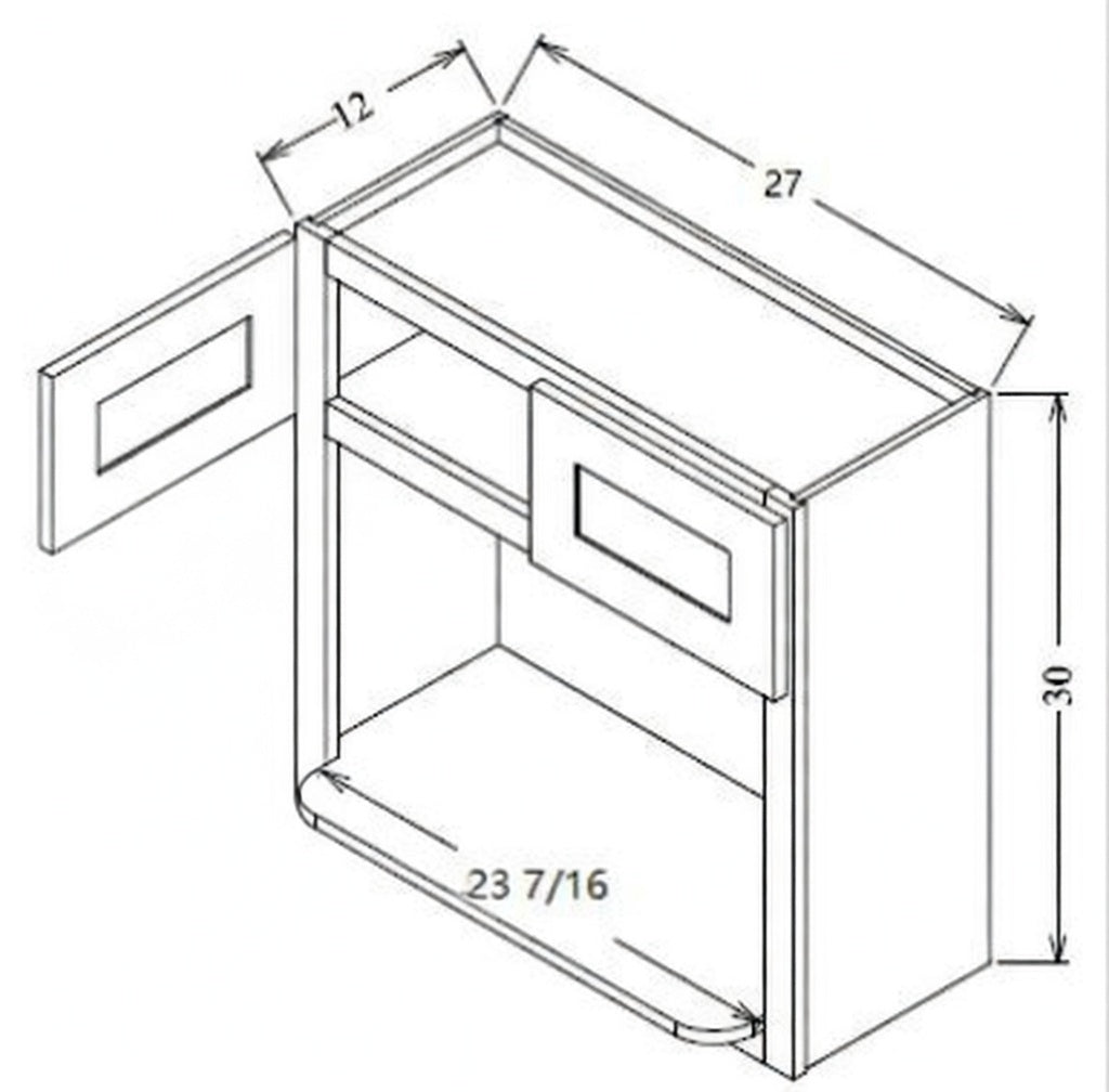Pearl Wall 27" - Natural Shaker 27 Inches Wall Microwave Cabinet 30