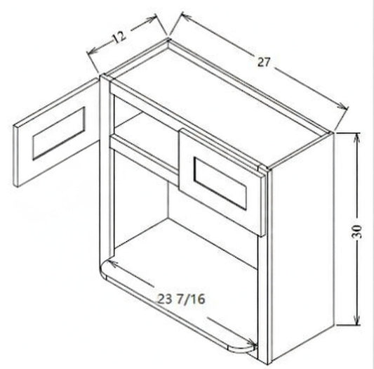Pearl Wall 27" - Natural Shaker 27 Inches Wall Microwave Cabinet 30