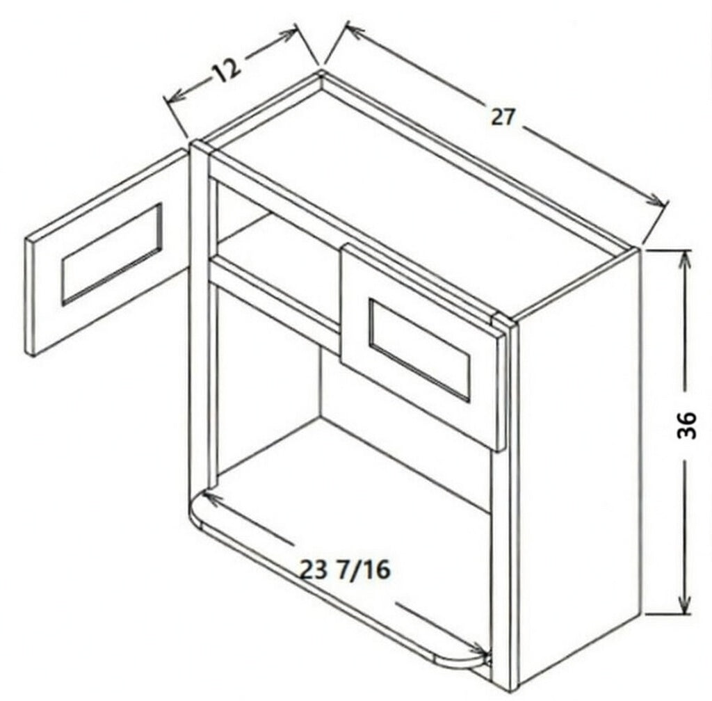 Pearl Wall 27" - Natural Shaker 27 Inches Wall Microwave Cabinet 36